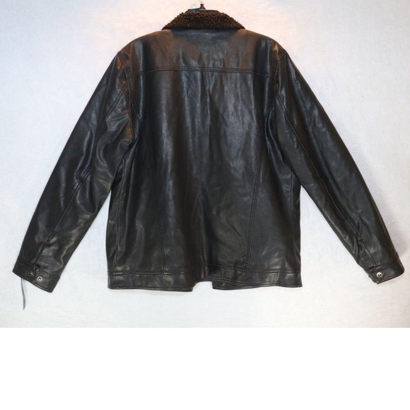 XRAY Men's Faux Leather Coat Motorcycle Biker Jacket Black Large - Picture 9 of 10